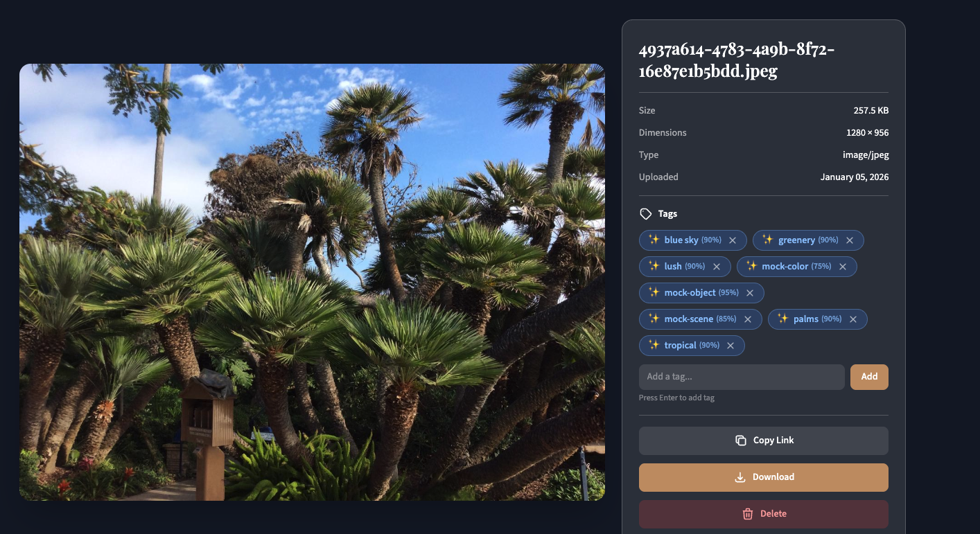 AI-generated tags example showing automatic tagging in action